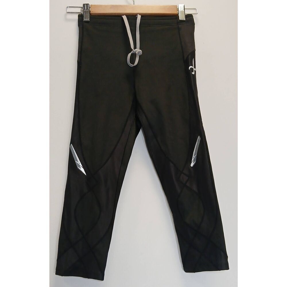 Cwx womens small compression capri leggings black running gym Activewear